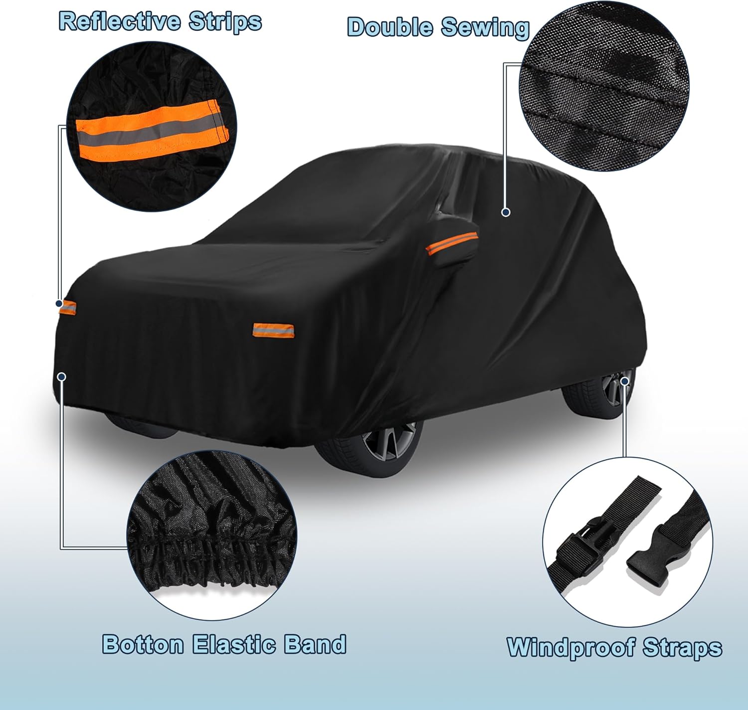 Car Cover Waterproof Custom Fit for Fiat 500 2007-2022 All Weather for Automobiles Outdoor Snow Sun Dust Protection Full Exterior Cover with Door Zipper