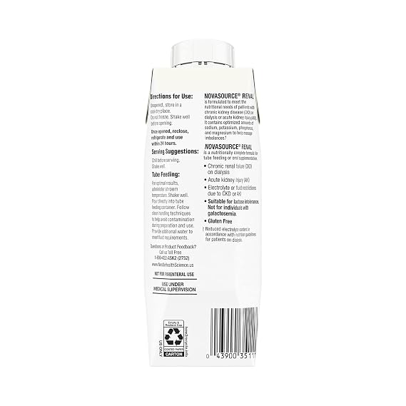 Nestle Novasource Renal Nutritionally Complete Formula Vanilla 8 oz Carton 24 Ct