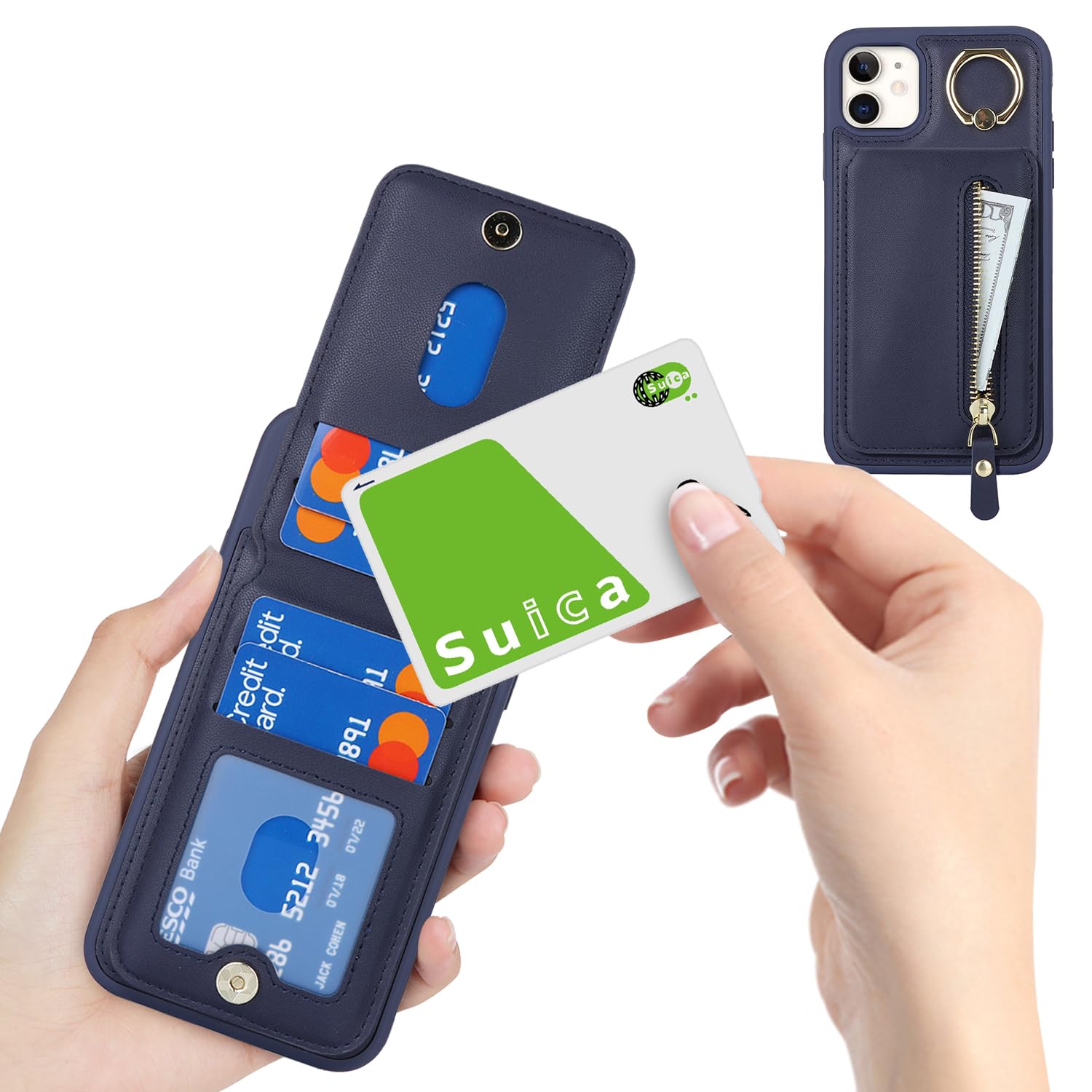 SailorTech iPhone 12/12 Pro Phone Leather Case with Credit Card Holder Magsafe - Image 4
