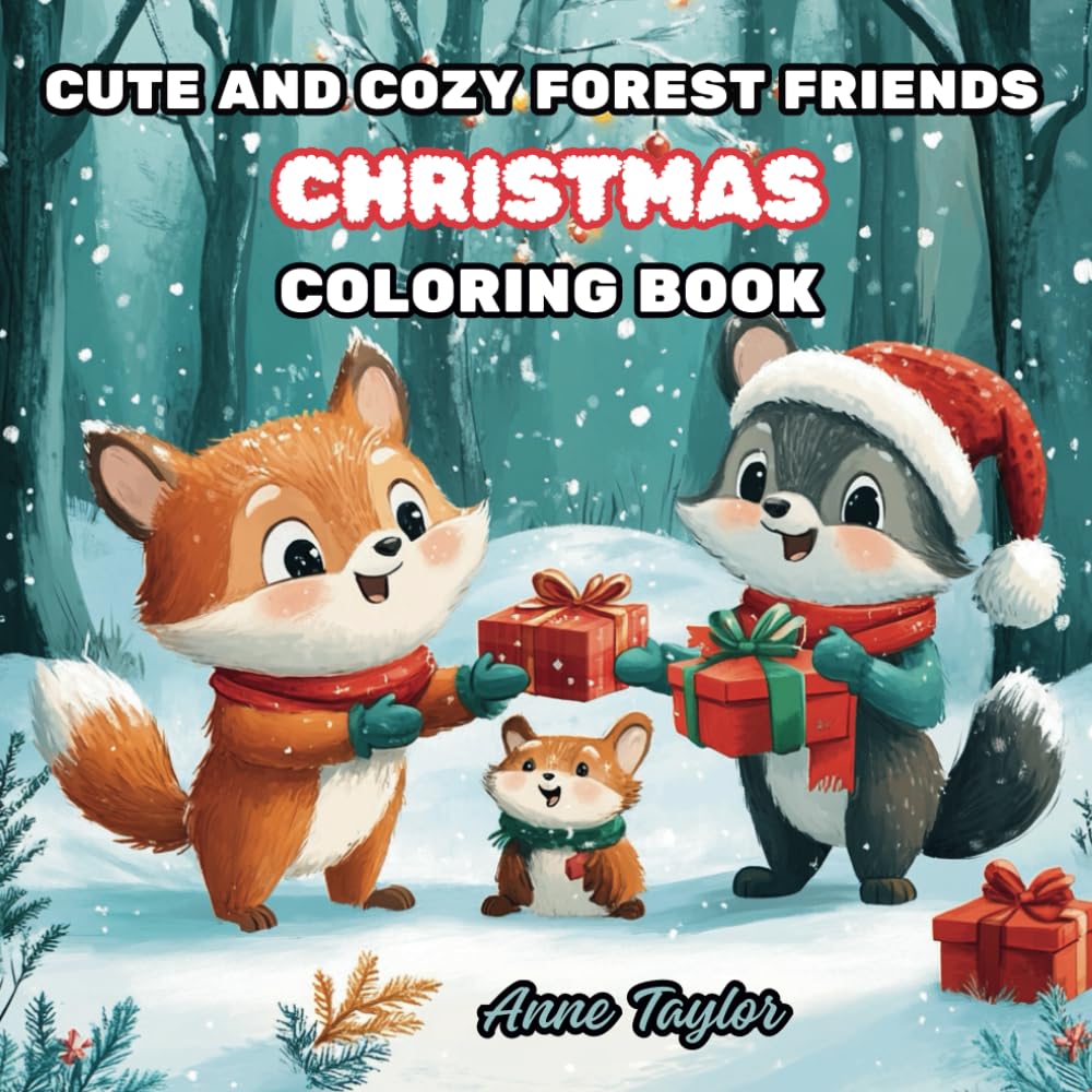 Cute and Cozy Forest Friends Christmas Coloring Book