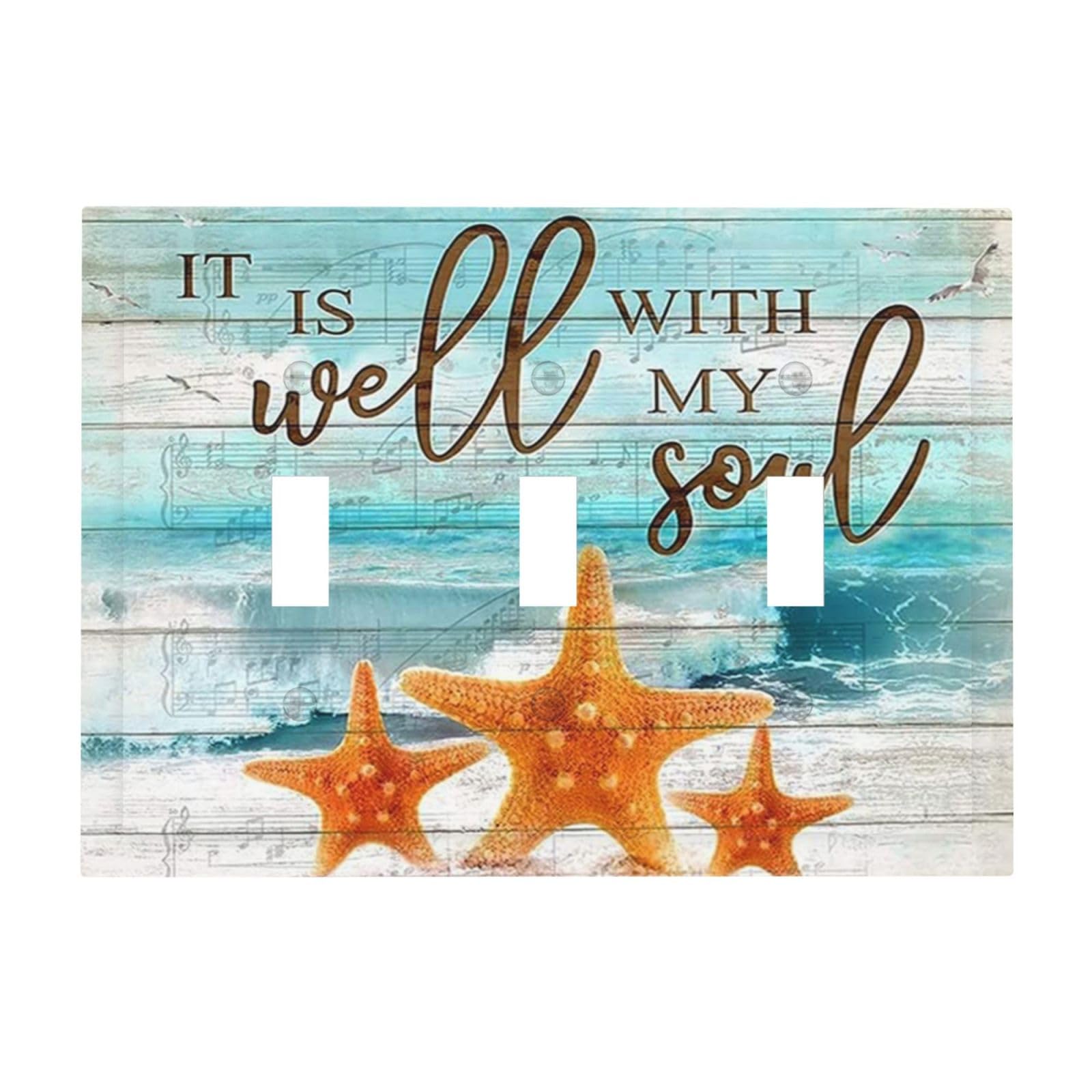 Plaque murale 3 interrupteurs plage bleue et ocean pour chambre