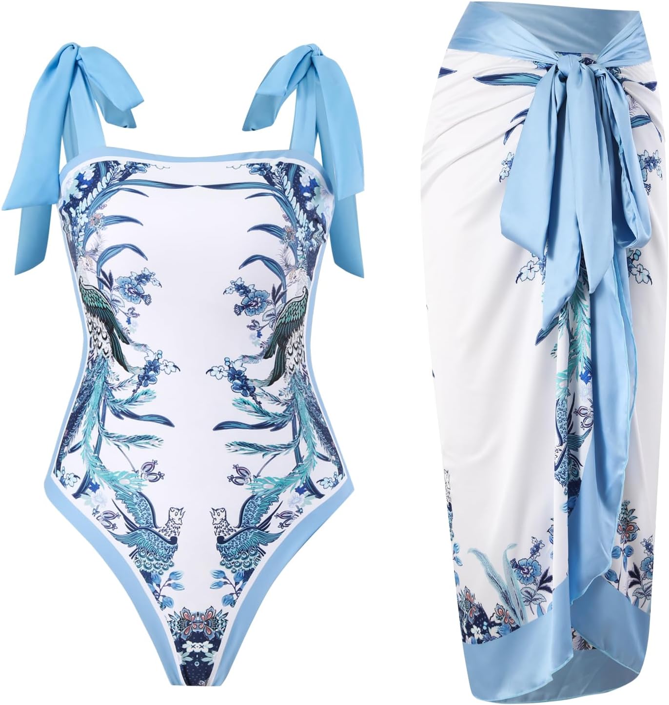 Women's One-Piece Swimsuits with Beach Cover Up Retro Swimsuit for Women with Cover Up Bathing Suits for Women