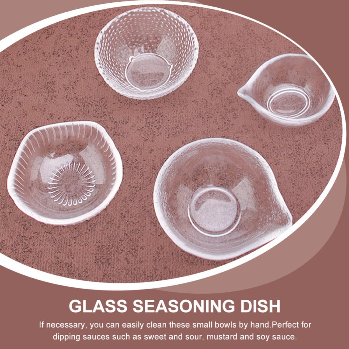 4pcs Small Glass Dip Condiment Dishes for Sauces and Side Dishes, Beautiful Appearance and Fine Workmanship, for Restaurant and Barbecue Serving
