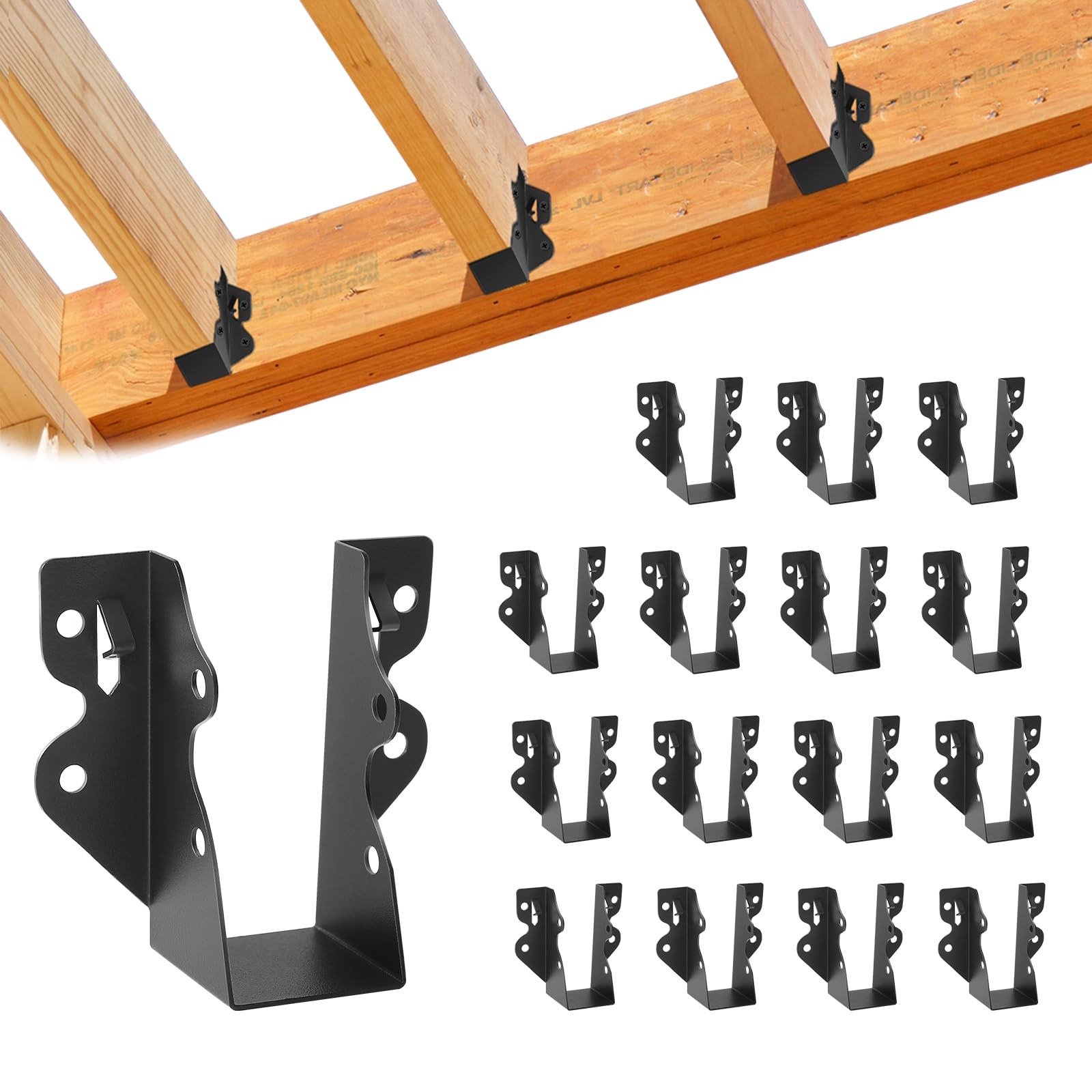 32 Joist Hangers - Black Steel Rafter Ties -9