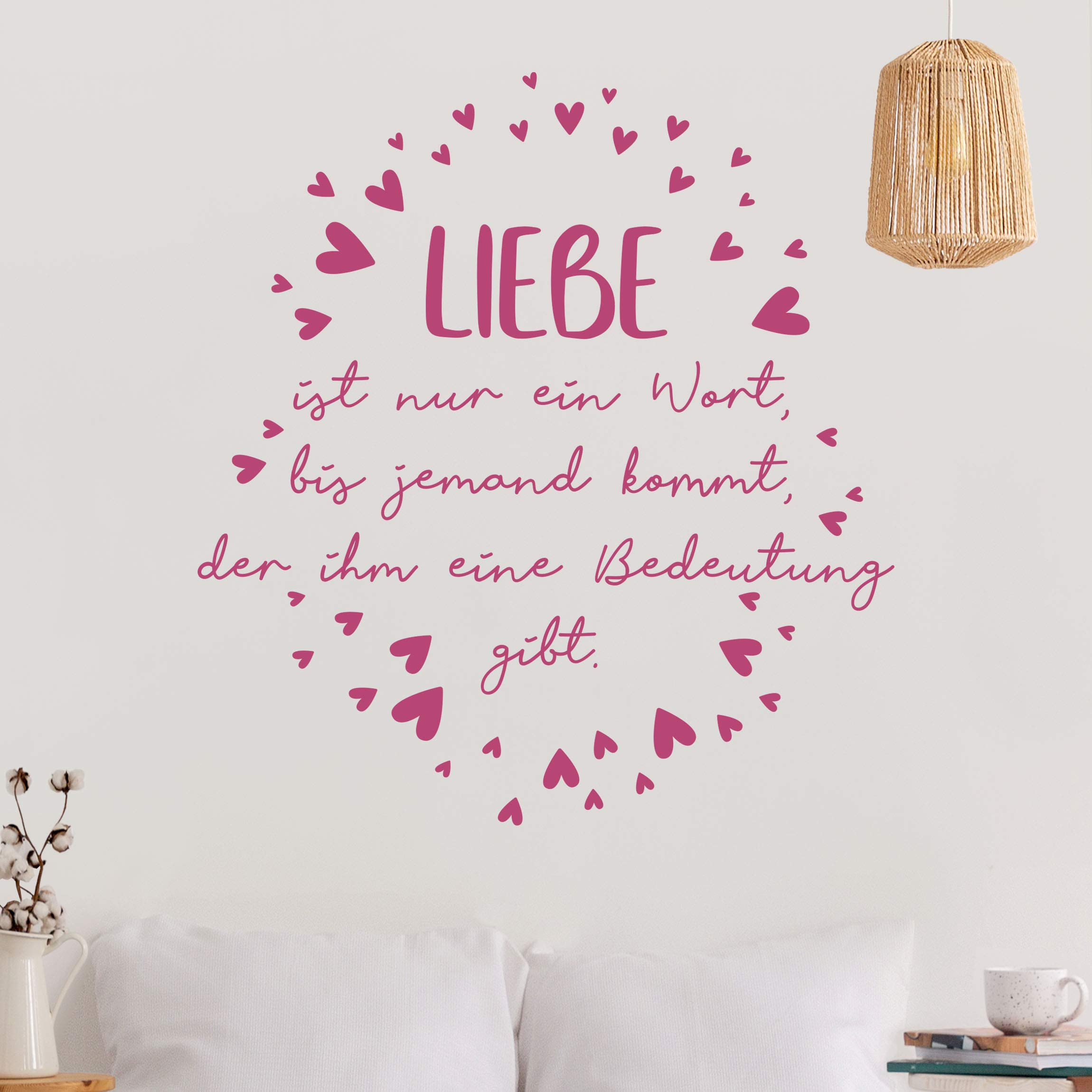 Wandtattoo „Liebe Ist… Beim Aufwachen“ – 90x42 Cm, Seidenmatt, In 40 Farben, Rückstandslos Entfernbar
