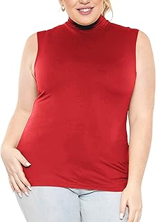 Women's Plus Oh So Soft Sleeveless Mock Neck Top - Perfectly Stylish, Cozy Essential for Everyday XS-5XL