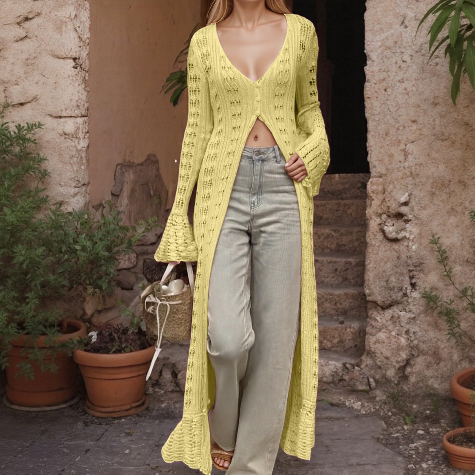 Chaqueta de punto para mujer y hombre, cuello en V, con botones, manga larga, cárdigan clásico, transpirable, cómodo y suave, chaqueta de entretiempo