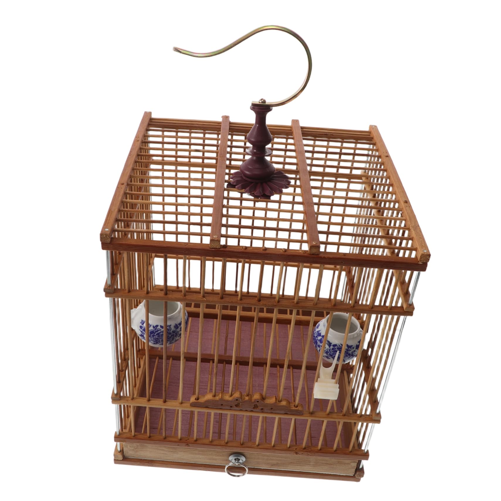 Cage à oiseaux suspendue en bambou idéale pour salon et véranda