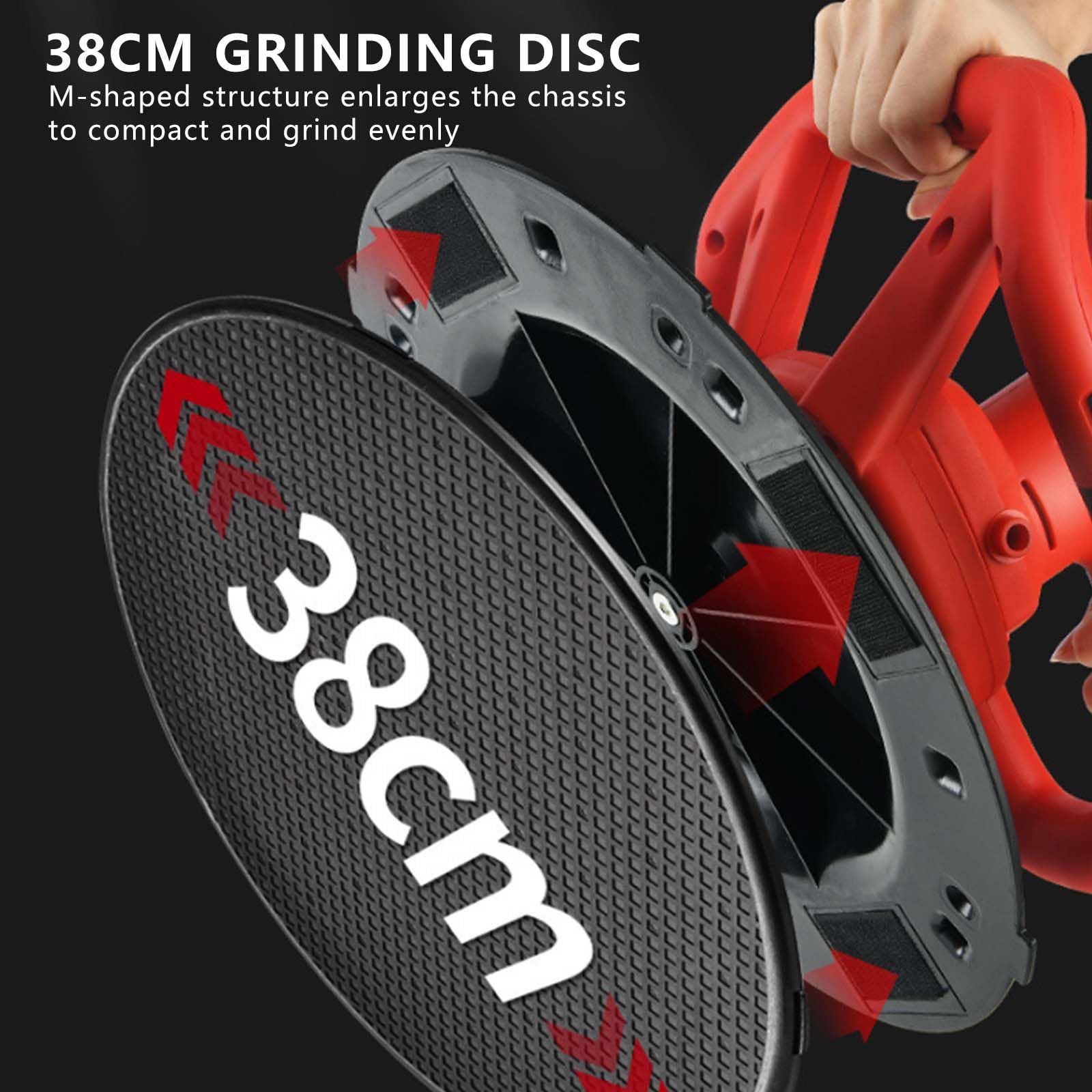 Frattazzatrice Elettrica per Cemento, Disco Abrasivo da 38 Cm, Apparecchio per La Lisciatura di Malta E Stucco Cementizio Senza Spazzole da 200 Giri/Min, 3229,17 Ft²/H,1Battery