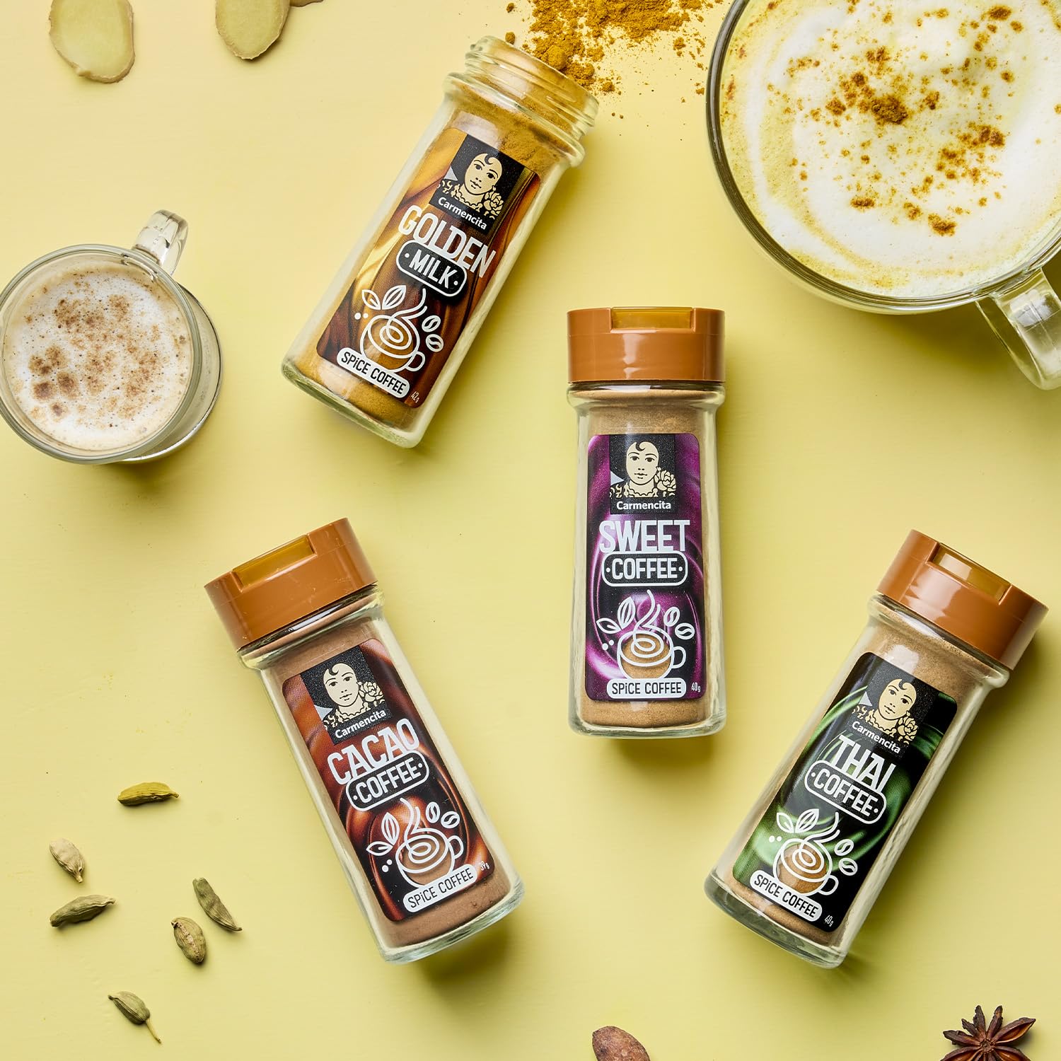 Carmencita Golden Milk, Mezcla de Especias para Café, Sin Gluten, 42 g