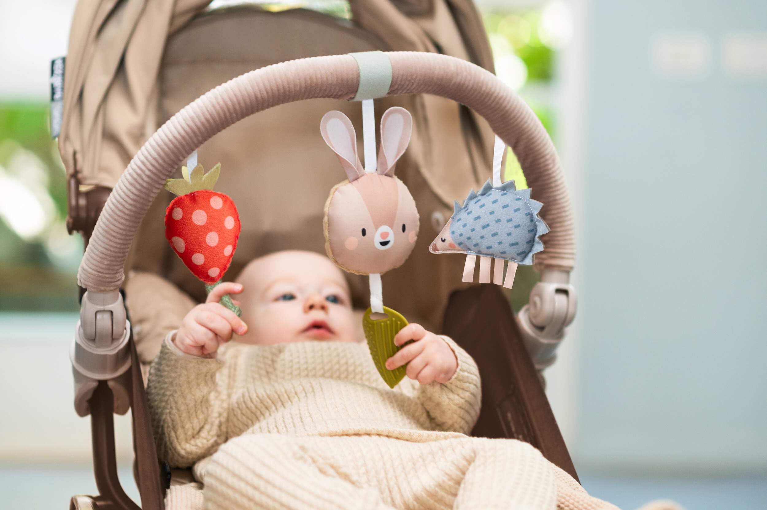 Taf Toys Arch | Ideal for Infant & Toddlers, Fits Stroller & Pram, Activity Arch with Fascinating Toys, Stimulates Baby’s Senses and Motor Skills Development, Easier Outdoors (Musical Bunny Arch)