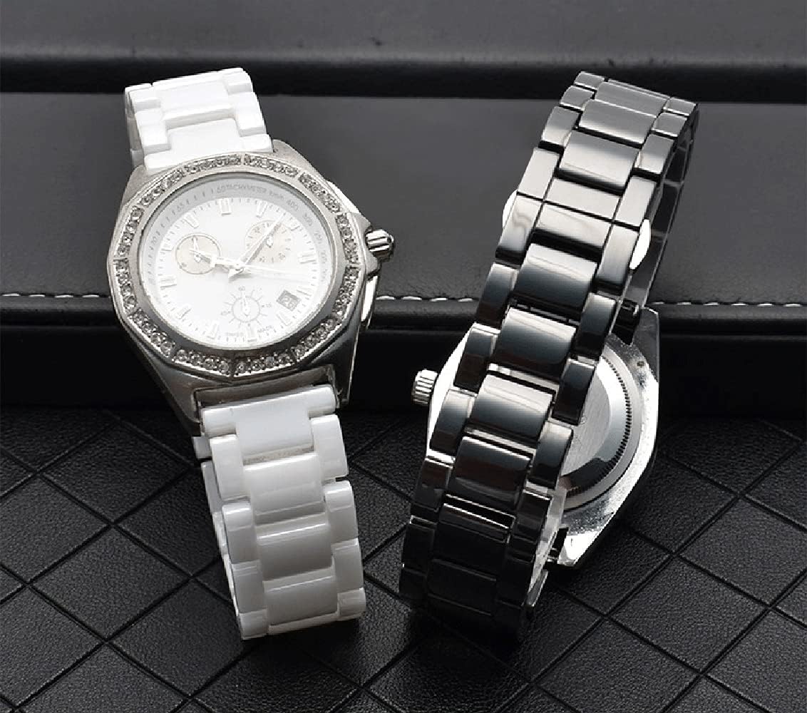 JBR Three Beads Ceramic Watch Band Quick Release Waterproof Watch Strap Deployment Clasp Watch Bracelet for Wrist Watch Band Accessories Women Men Universal 14mm 16mm 18mm 20mm 22mm