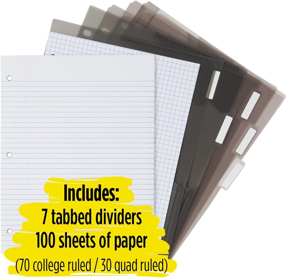 Five Star Flex Hybrid NoteBinder, 1-1/2 Inch Binder with Tabs, Notebook and 3 Ring Binder All-in-One, Red (72399)