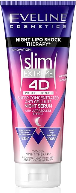 Eveline Cosmetics Slim Extreme 4D Super Concentrated Cellulite Slimming Hot Cream for Women | 250 ML | Fast Fat Burning Formula | 2-Week Night Lipo Shock Thearpy | Flat Belly, Slim Legs and Waist
