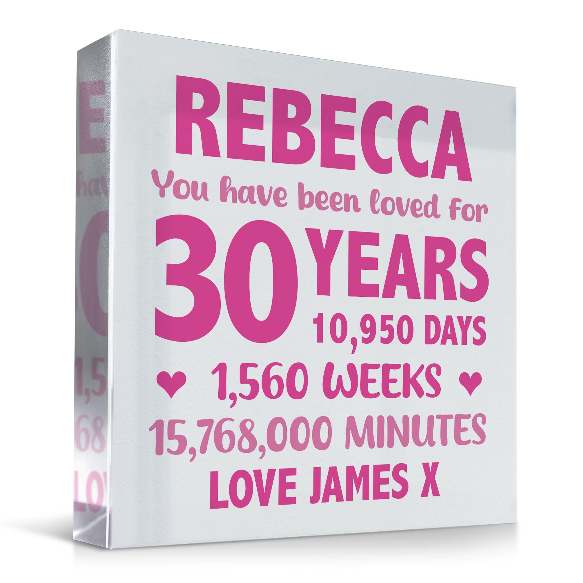 PERSONALISED 13th 16th 18th 21st 30th 40th 50th 60th 70th Birthday Gifts For Girls Her Women Standing Plaque Mum Daughter Auntie Sister Nan Gift Keepsake (30th Birthday)