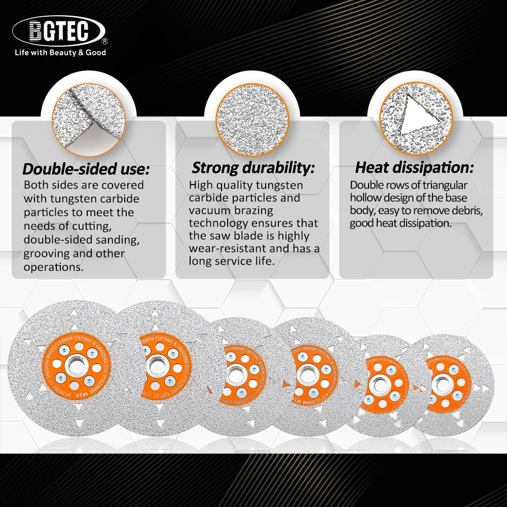 Brazed Cemented Carbide Cutting and Grinding Blades - BGTEC 100MM Double-sided Saw Blade for Cutting and Grinding Wood with M14 Flange - Image 3