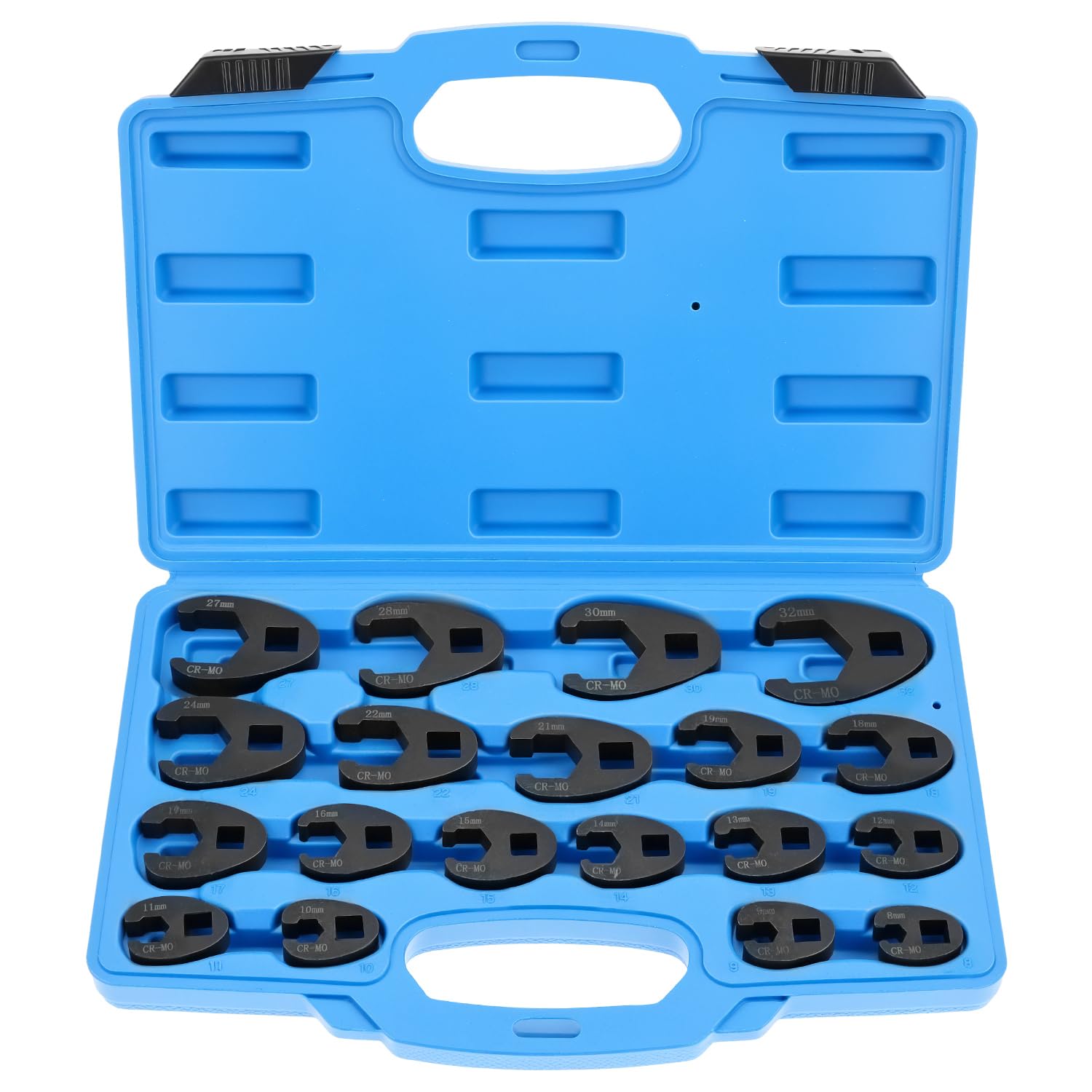 QWORK® 19 Pieces Crowfoot Wrench Set, 3/8” 1/2”Crowfoot Wrench Set, Metric 8-32mm Wrenches Chrome Molybdenum