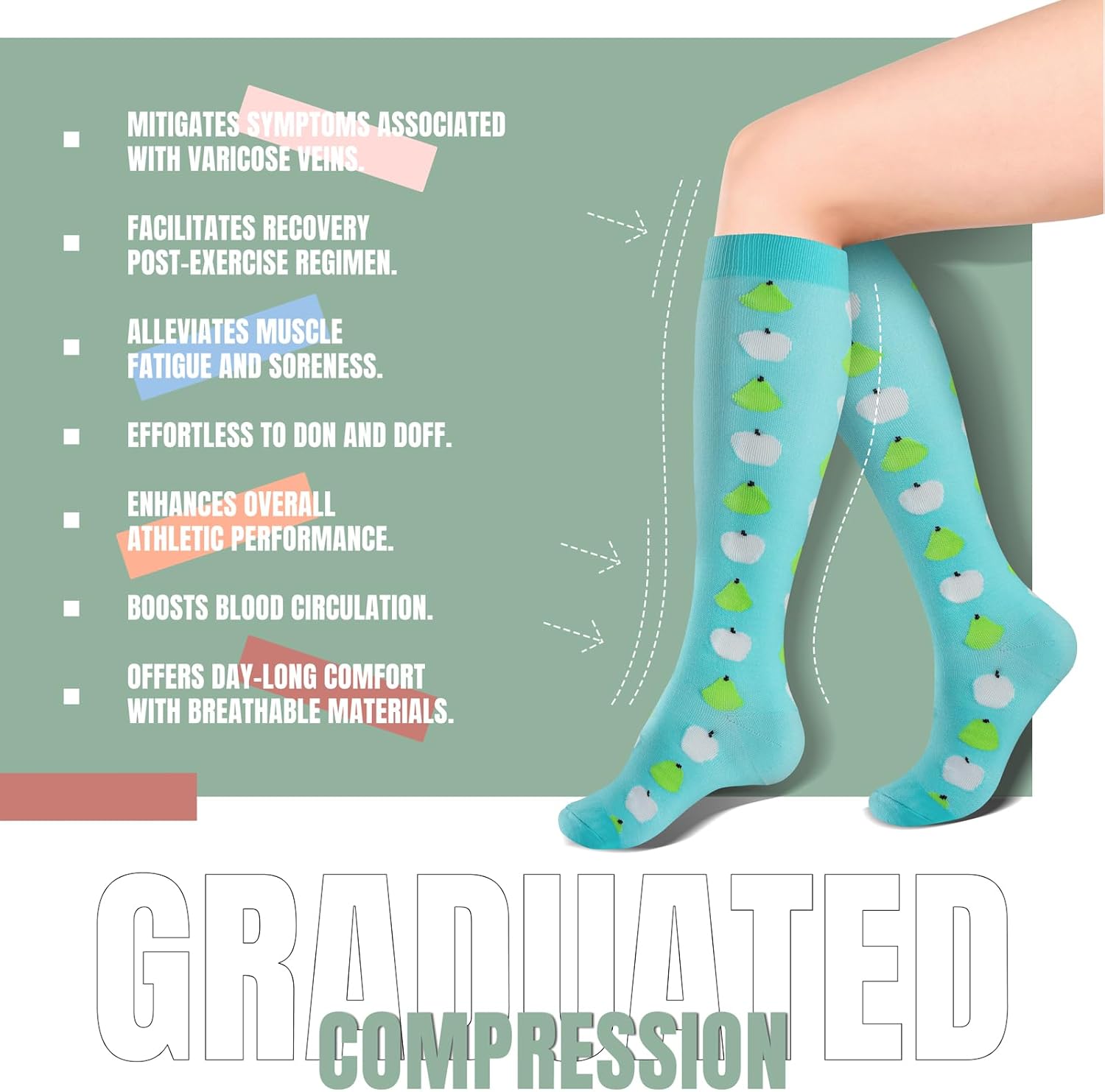 bropite Compression Socks for Women & Men 8 Pairs Circulation-Compression Socks 20-30 mmhg-Best for Running,Nurse,Travel,Yoga - Image 5