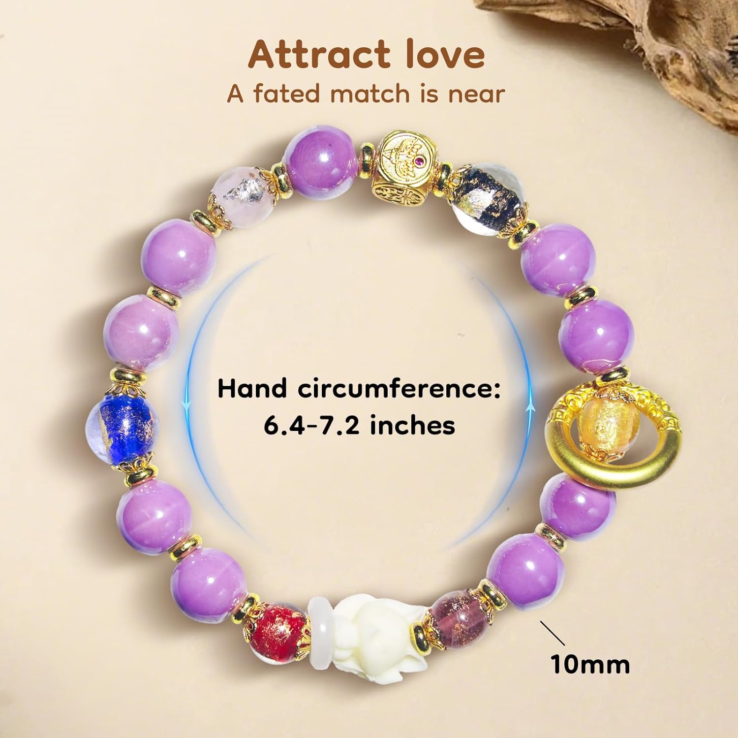 Love Attraction Bracelet for Women – Red Incense Ash Glaze Crystal Beads for Romance, Positive Energy & Inner Peace – Spiritual Gift for Her - Image 2