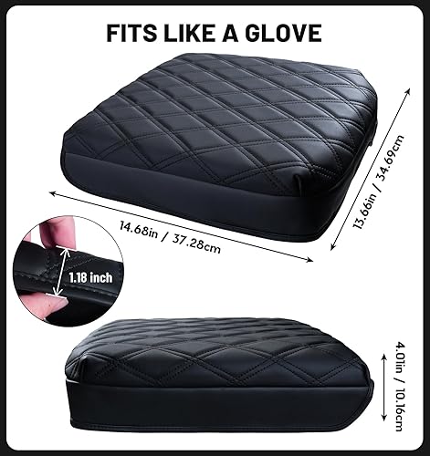 Miniatura 50 de Funda de consola central para Ford F150 F250 F350 F450 F550 2015-2025 con asiento de salto 40/20/40, cubierta de consola central de piel sintética