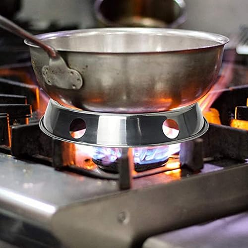 Miniatura 6 de 2 piezas de anillo de wok de acero inoxidable redondo metálico inferior estante de 10.43 x 11.8 pulgadas tamaño universal pulgadas para sartenes de