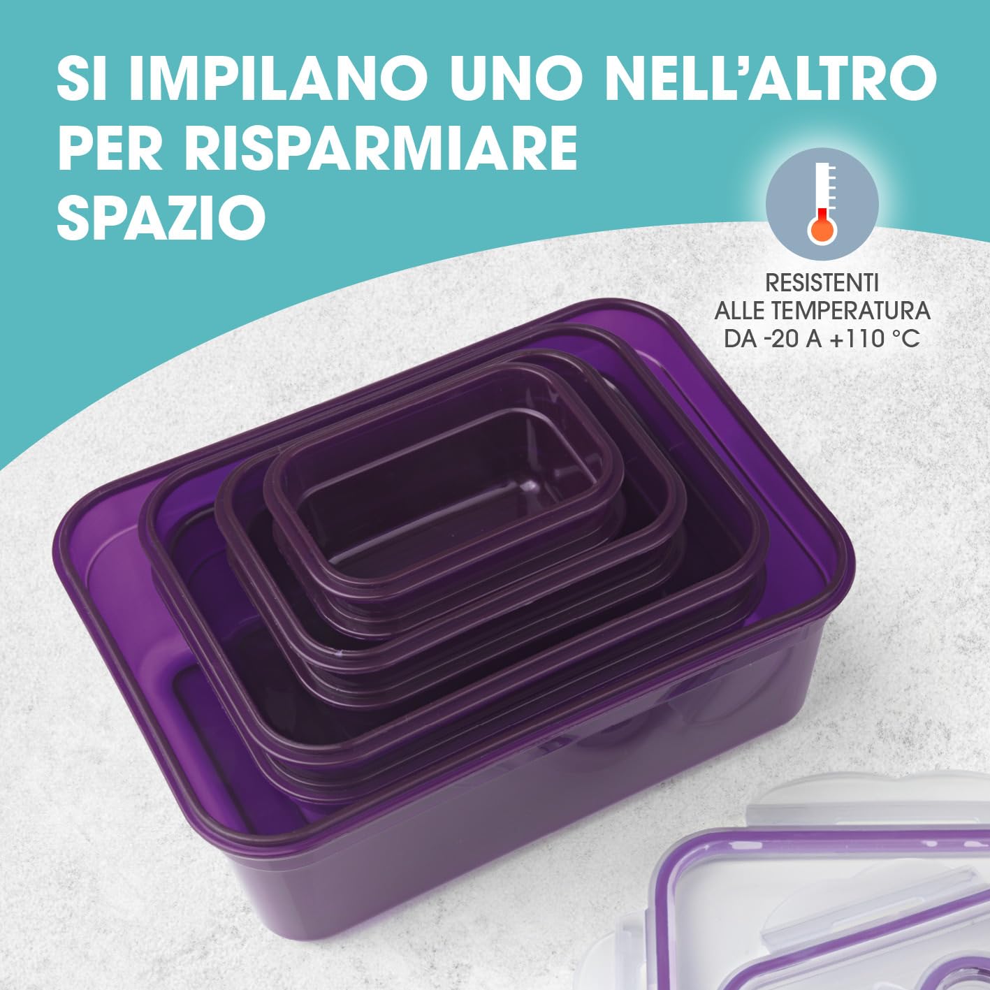 18 Contenitori Salvafreschezza 250 Ml Con Coperchio A D – A Prova Di Perdite In Plastica - 2