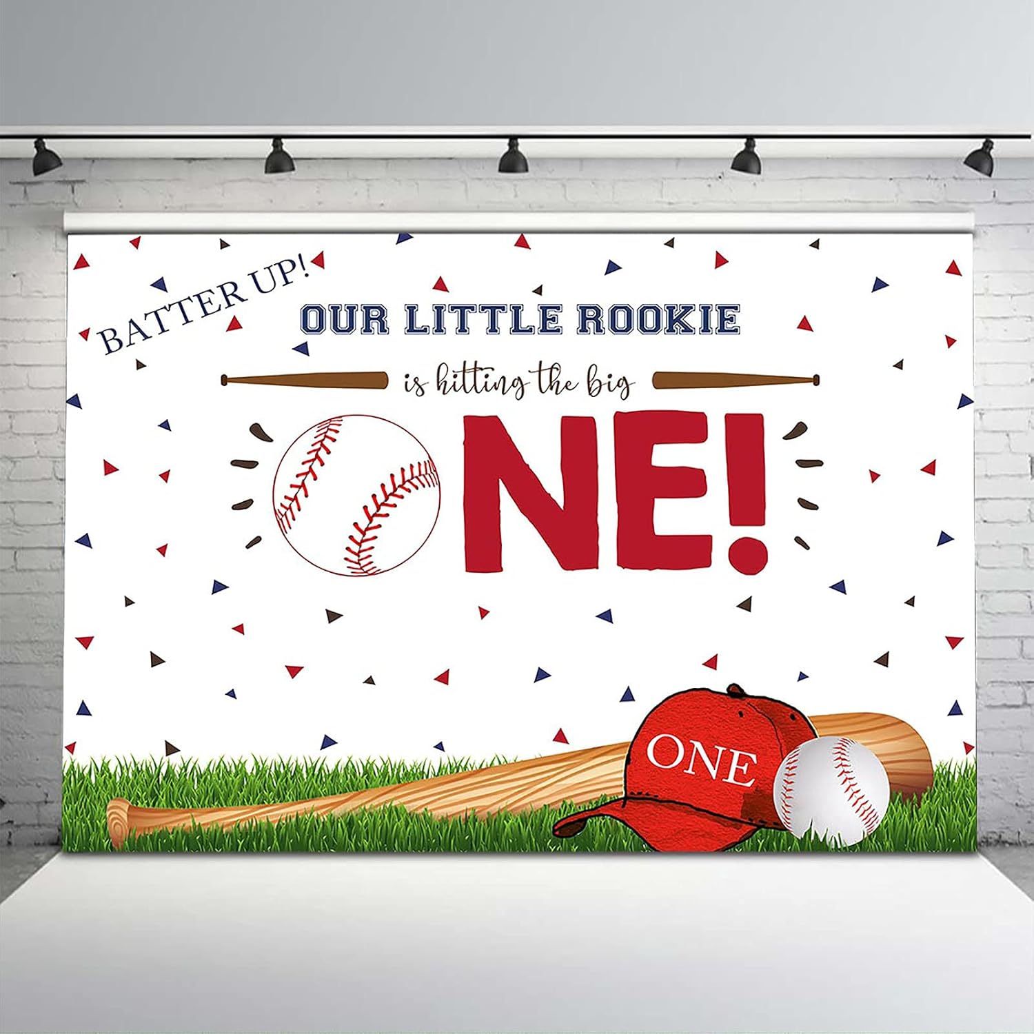 Avezano Baseball 1st Birthday Backdrop Our Little Rookie is Hitting The Big one Background Sports Birthday Backdrops Decorations for Boys (10x8)