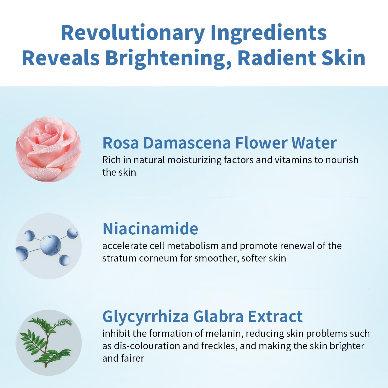 RAZUYEN Brightening Face Mask (10 Sheets), With Rosa Water, Niacinamide, Vitamin C and Hyaluronic Acid - Image 2
