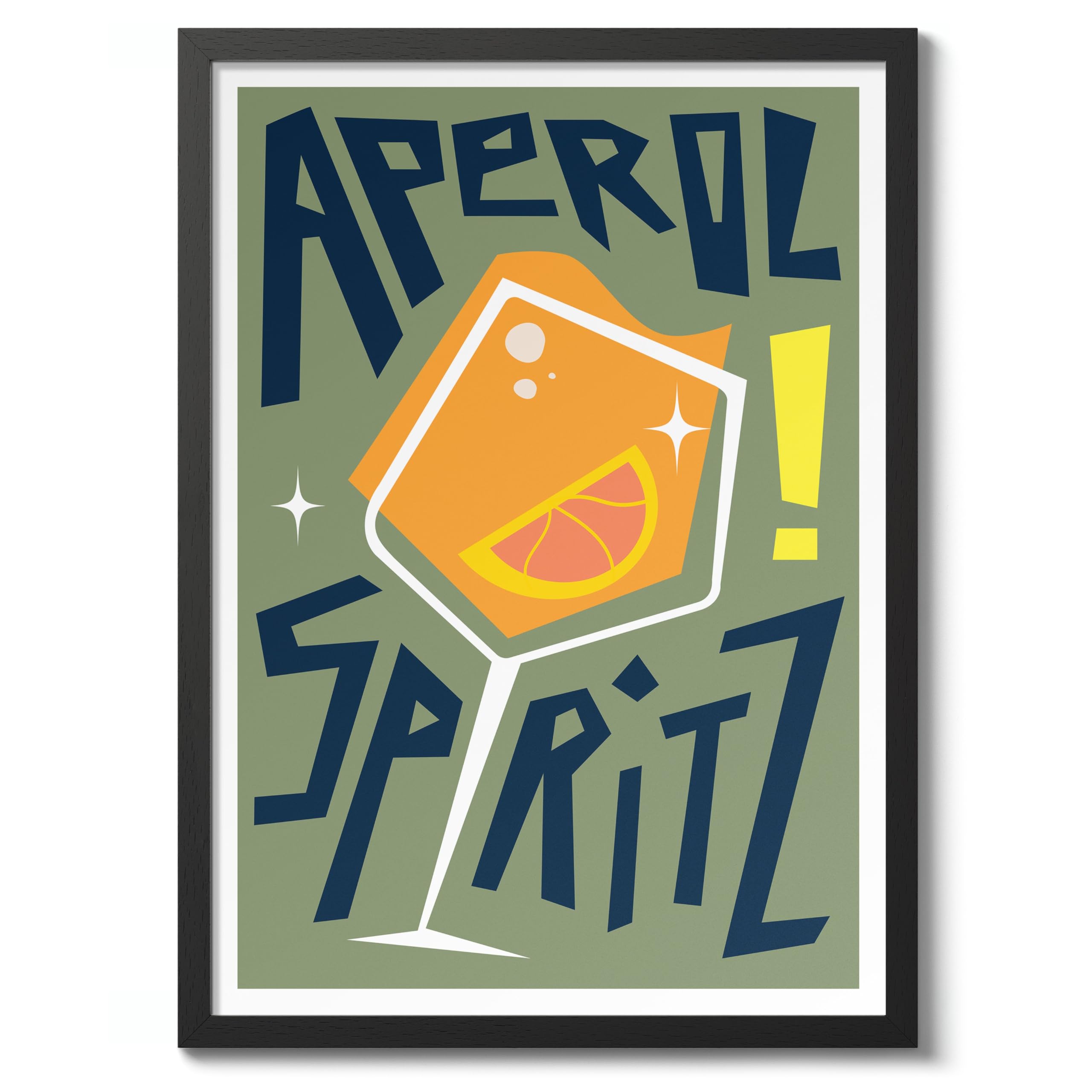 Aperol Spritz Print, Cocktail Poster, Framed Wall Art, Modern Kitchen Decor, Drinks Poster, Gift Idea, Archival Matte, A4 (Framed) - 29.7x21cm — image 1
