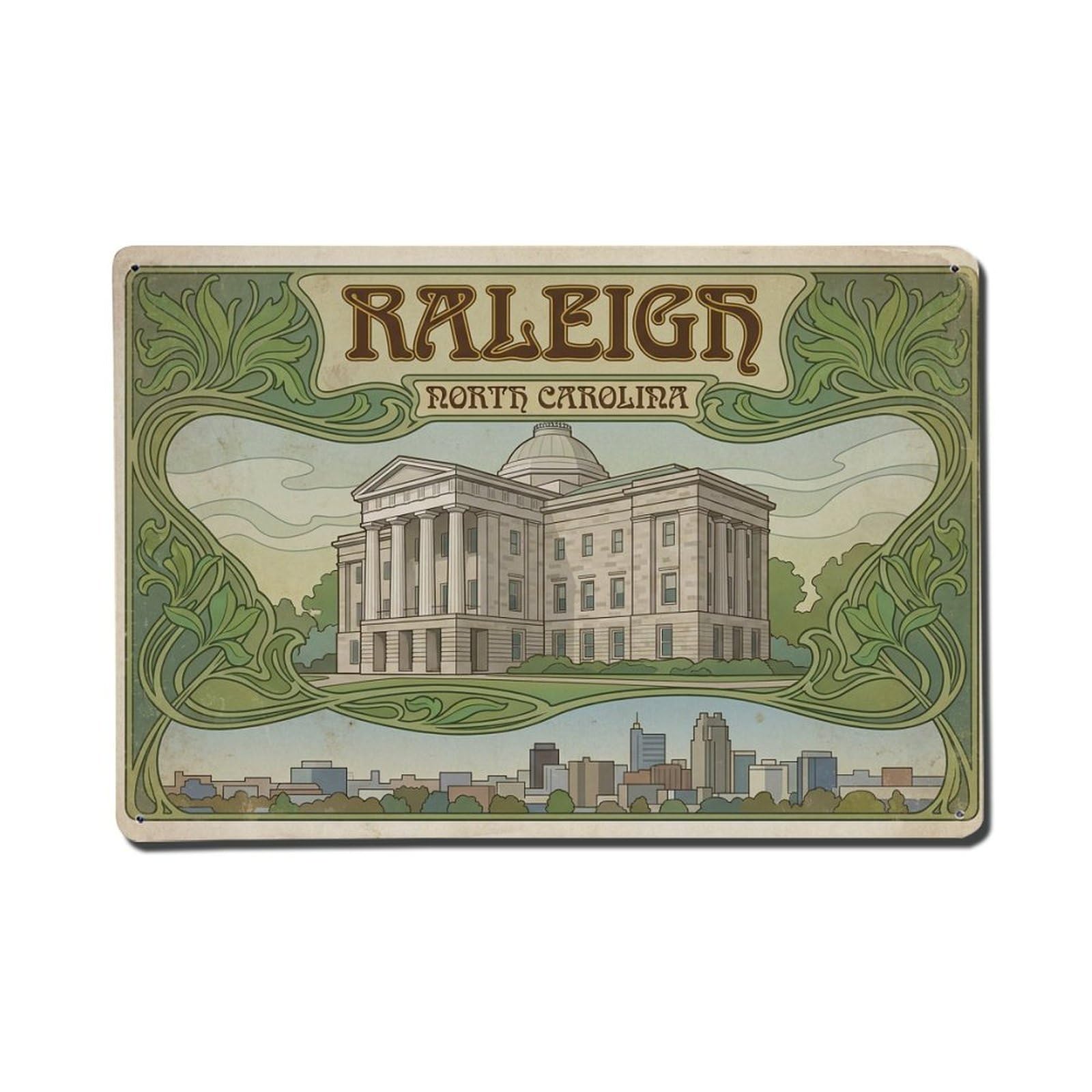 Xanthor Style Travel Vintage Usa Raleigh Metal Tin Sign