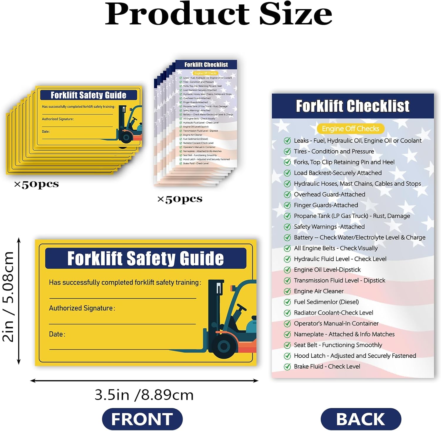 Play as Pro 50-Pack Forklift Safety Guide & Best Practices Cards, Informational Set for Operator Training & Daily Reminders, Educational Training Reference for Workplace Safety