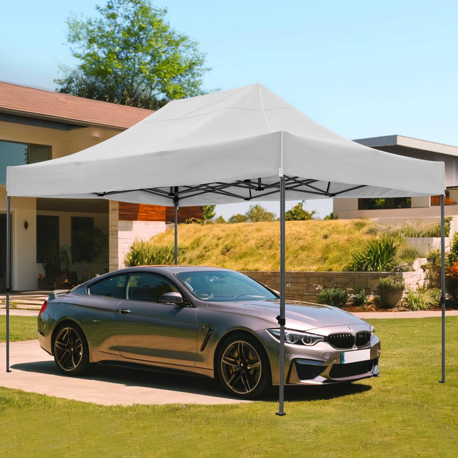 COBIZI Tonnelle Pliante 3x4,5 Imperméable,Barnum Pliant(Blanc avec Parois) | Tonnelle de Jardin Exterieur avec Parois Latérales,Tonnelle Pop Up,Anti UV Tente pour Plage Terrasse Camping,Tente sac Inclus