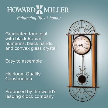 Howard Miller Devahn Wall Clock 625-241 – Wrought-Iron and Wood with Quartz Movement