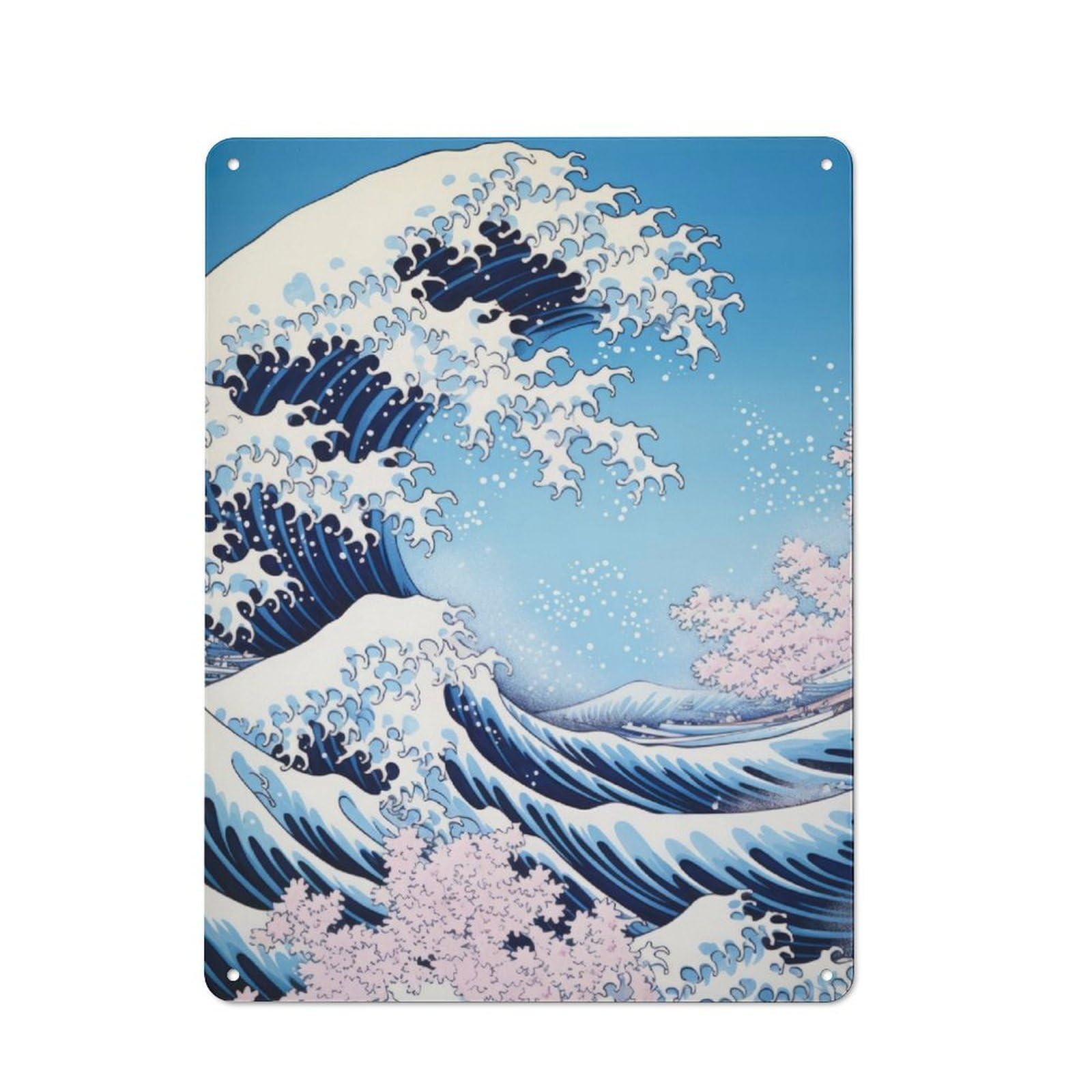 Junmoney Kanagawa Japanese Painting For Lounge Or Reading Corner, Retro Metal Sign 40X30cm, For Metal Sign Collectors, For Garage And Workshop Walls