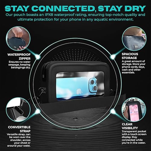Miniatura 7 de Drench Funda impermeable para teléfono 100% subacuática, bolsa seca para natación, buceo, kayak, funda impermeable para teléfono, riñonera, funda