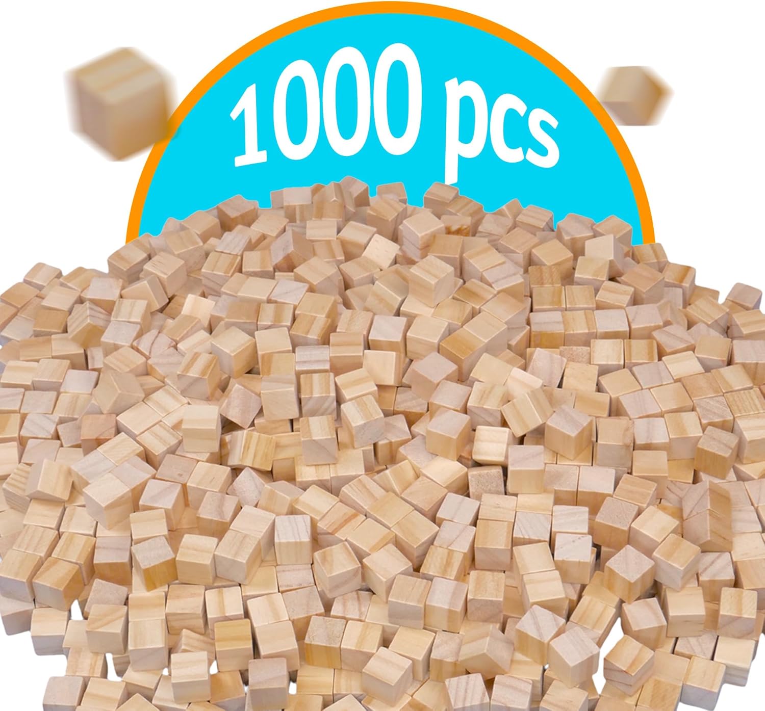 Wood Blocks – 1000-Pack of 1/2-Inch Unfinished Pine Wood Blocks for STEM Projects, Crafts, and DIY Builds