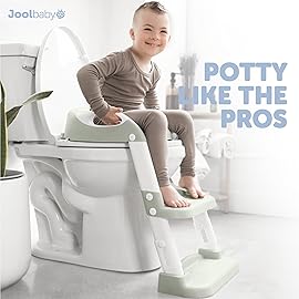 Jool Baby Potty Training Seat with 2 Step Ladder for Toddlers - Splash Guard, Adjustable Height (Sage)