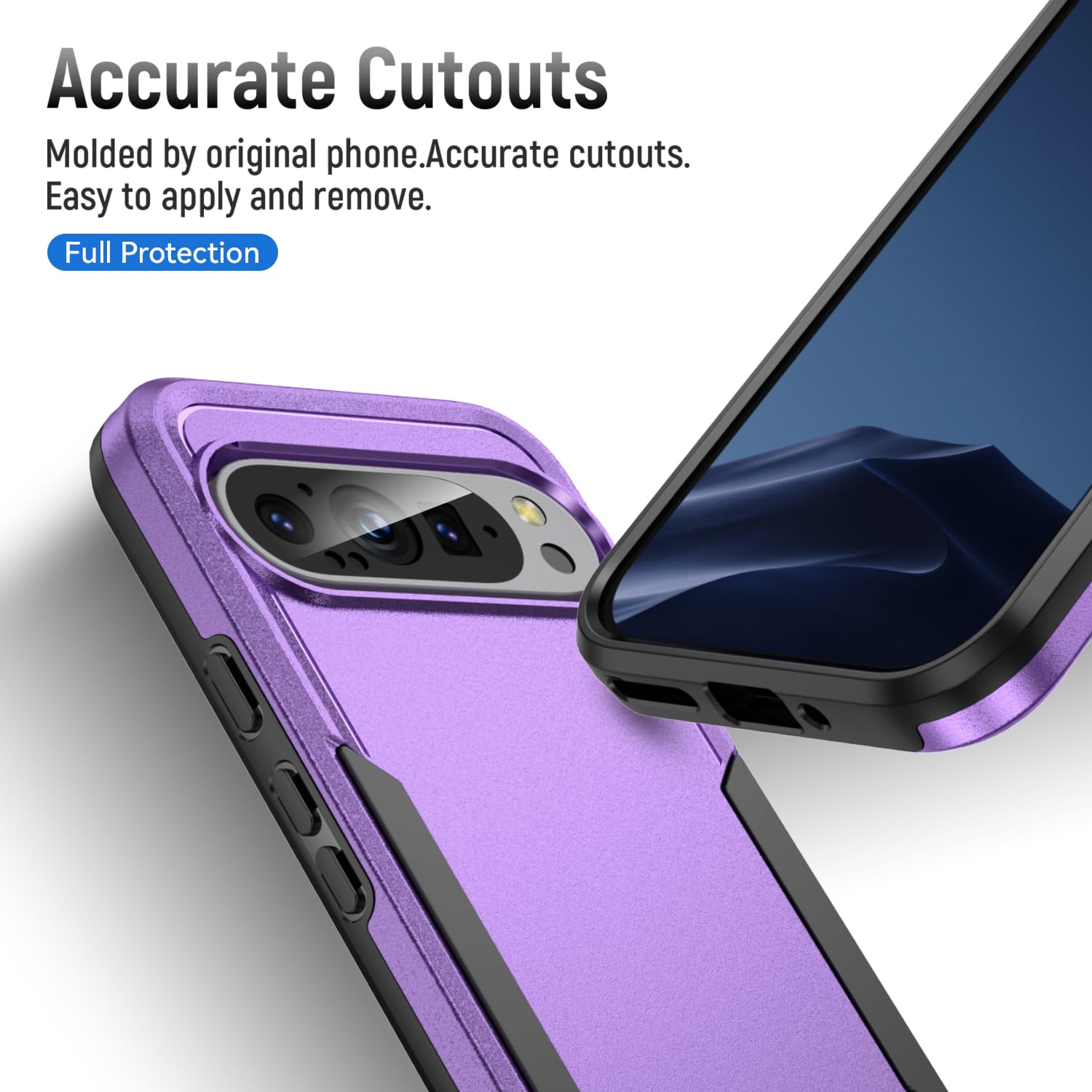 Google Pixel 9 Pro Case With Screen Protector - Military Grade Protection In Purple