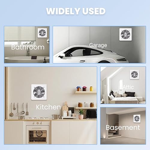 Miniatura 8 de Ventilador de escape de cocina de 8 pulgadas con controlador de velocidad variable, ventiladores de ventilación de montaje en pared de 735 CFM,