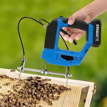 Electric Bee Shaker, 2700r/Min Electric Bee Remover, 4 Speeds Cordless Beehive Shaking Machine, Rechargeable Handheld Bee Remover with Batteries & Storage Box Blue