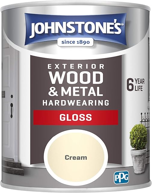 Johnstone's Exterior Wood and Metal Hardwearing Gloss, Cream, 750ml