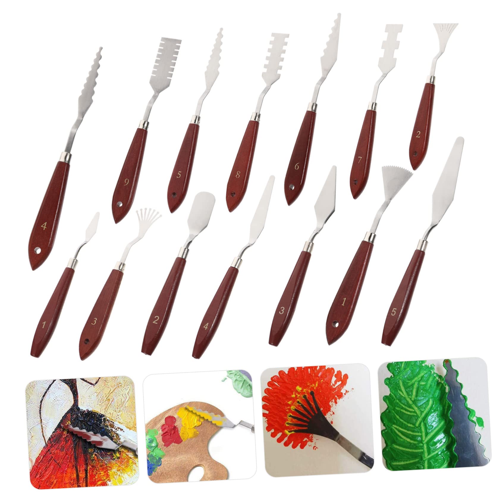 Operitacx 14stücke Edelstahl Spachtel mit Teilen für Malerei Farbmischwerkzeuge für Acryl und Pastenfarben Einsetzbar für Kunstprojekte und Küche