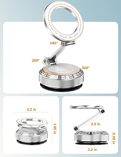 Miniatura 8 de Soporte magnético al vacío para tu automóvil 105 libras de succión y 3800 gf magnético Soporte de teléfono Magsafe ajustable de 360 para iPhone 17