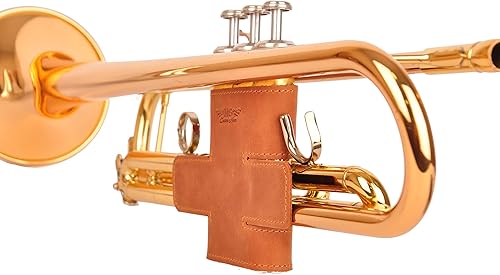 Vista 32 de Protector de válvula de trompeta de cuero genuino de protección y comodidad (guardia, negro)