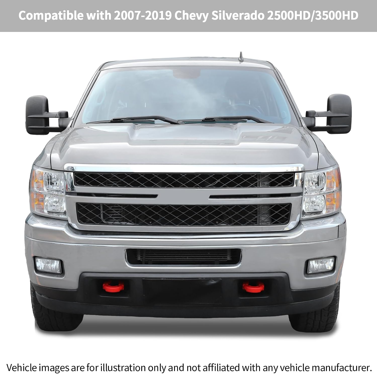 Linskip Tow Hook Covers for 2007-2019 Chevy Silverado 2500/3500 HD, Flag Pattern Rubber Bumper Hook Sleeve Protector for Chevrolet Silverado 2500 3500 Exterior Accessories