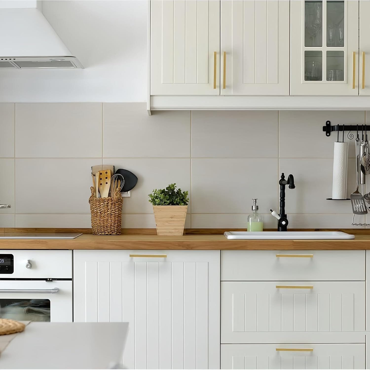 5 Inch Gold Cabinet Handles,10PCS Cabinet Pulls,Square Kitchen Hardware Pulls for Dresser Drawers Hardware Kitchen Handles,Furniture Handles 128 mm