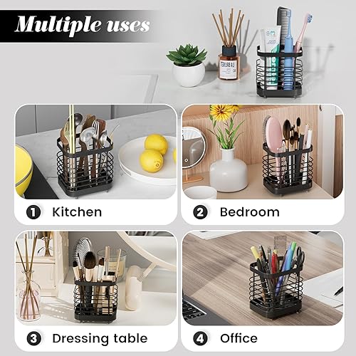 Miniatura 7 de Soporte para cepillos de dientes de acero inoxidable para baño, soporte para pasta de dientes de pared, soporte para maquinilla de afeitar,