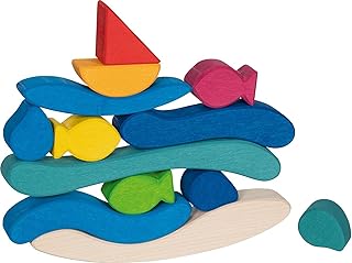 goki 58361 Building Blocks Water World Made Maple Wood Promotes Creativity and Fanatsy Harmonious Colour Design