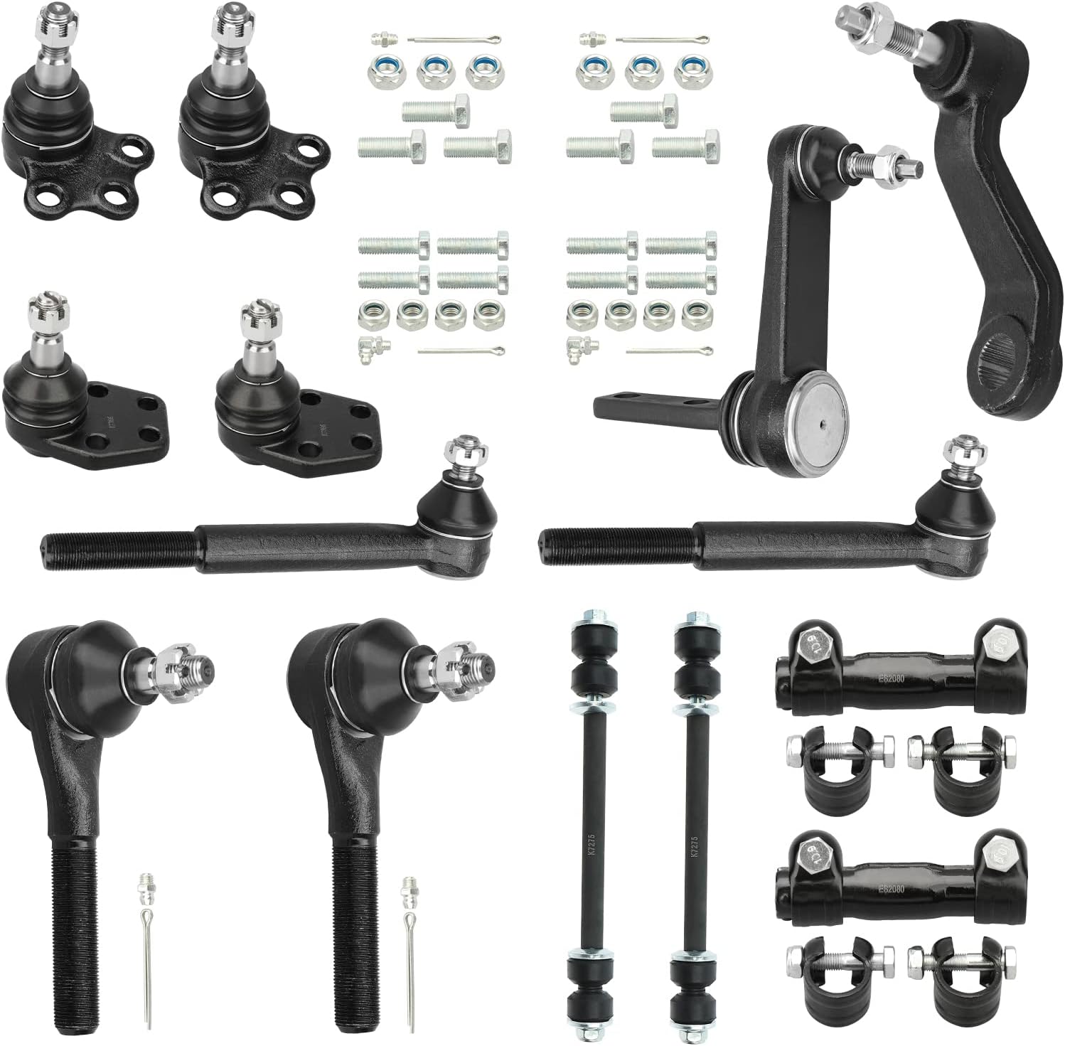 2WD Front Upper & Lower Ball Joints + Sway Bars + Tie Rods Suspension Kit 2000 2001 for Dodge Ram 1500 Suspension Kit - 14pc Set