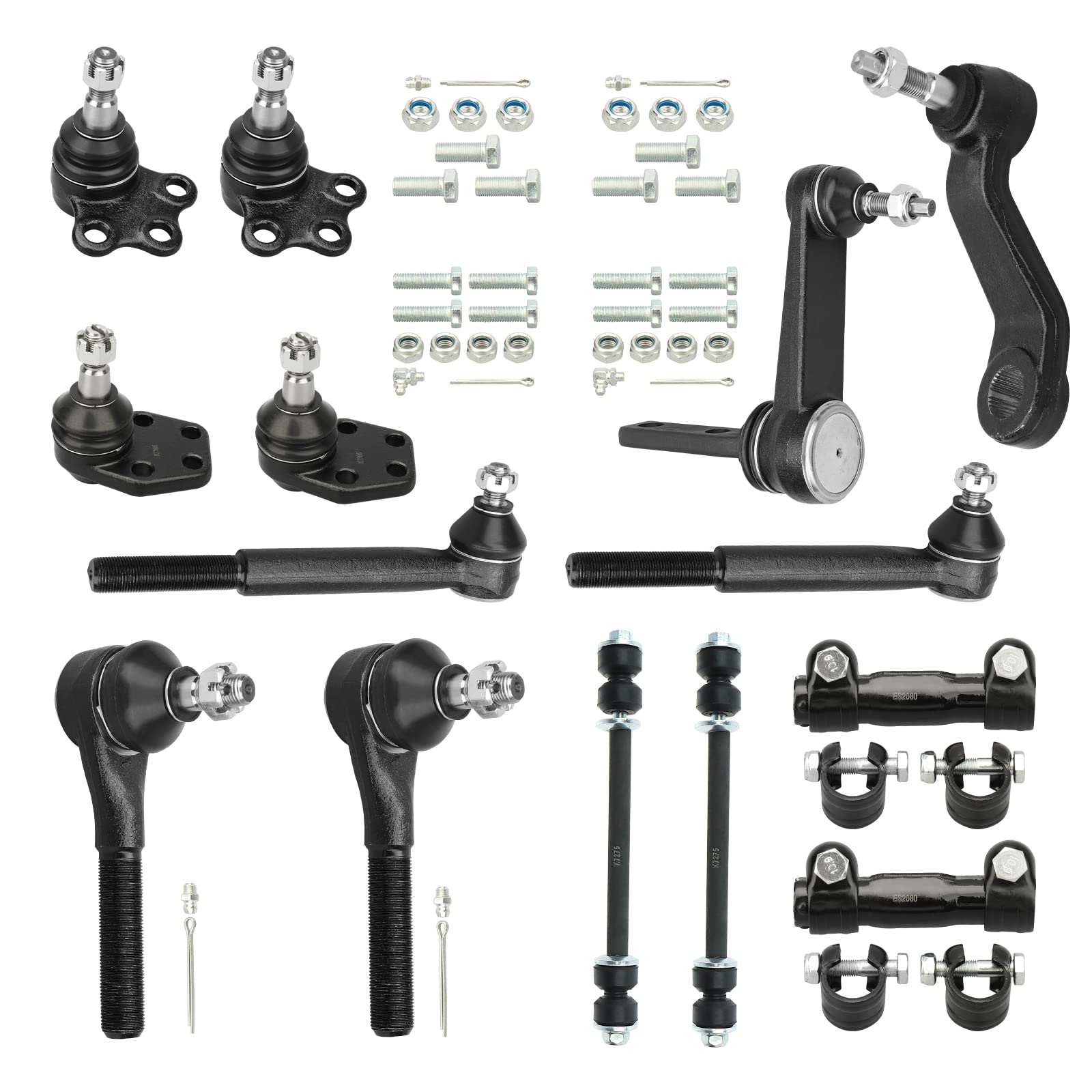 2WD Front Upper & Lower Ball Joints + Sway Bars + Tie Rods Suspension Kit 2000 2001 for Dodge Ram 1500 Suspension Kit - 14pc Set